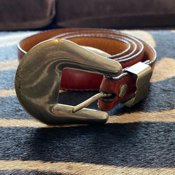 Vintage western genuine silver leather belt main image 5